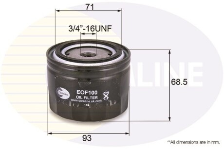 - Фільтр оливи (аналогWL7168/OC384) - (000504020, 014564103, 024164103) COMLINE EOF100