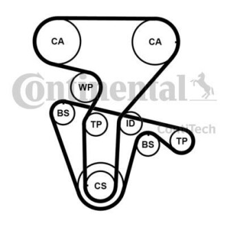 Комплект ГРМ, пас+ролик+помпа - Continental CT877WP3PRO