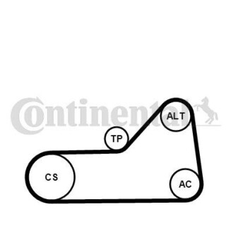 Комплект (ремінь+ролики+помпа) - Continental 6PK1153WP1