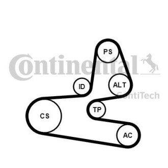 Ремкомплект приводного ремня - Continental 6PK1564K1