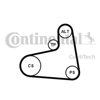 Ремень поликлиновой с роликами, комплект - Continental 6PK906K1