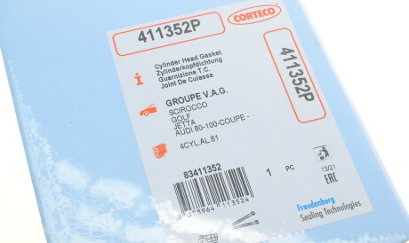 Фото 2 - Прокладка ГБК блока циліндрів CORTECO 411352P