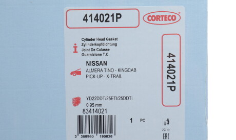 Фото 2 - Прокладка ГБК блока циліндрів CORTECO 414021P