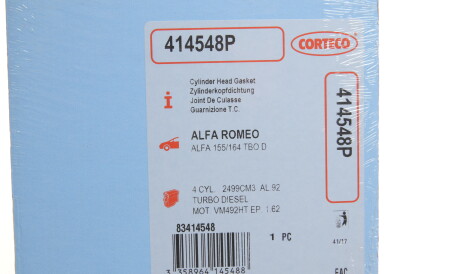 Фото 2 - Прокладка ГБК блока циліндрів CORTECO 414548P