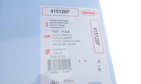 Фото 2 - Прокладка ГБК блока циліндрів CORTECO 415120P