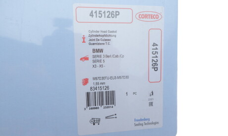 Фото 2 - Прокладка ГБК блока циліндрів CORTECO 415126P