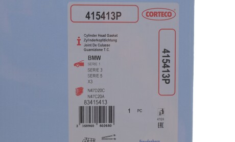 Фото 2 - Прокладка ГБК блока циліндрів CORTECO 415413P