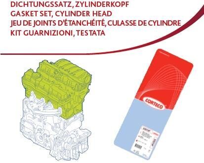 Комплект прокладок, головка циліндра - (046198012, 046198012A) CORTECO 418597P