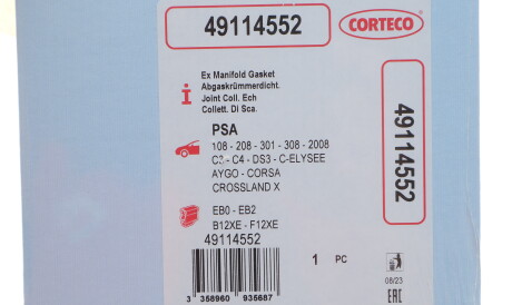 Фото 2 - Прокладка выпускного коллектора CORTECO 49114552