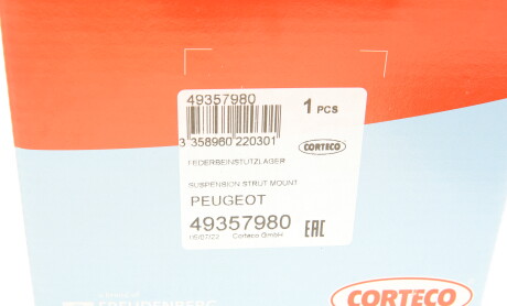 Фото 5 - Опора стійки амортизатора CORTECO 49357980