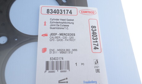 Фото 2 - Прокладка ГБК блока циліндрів CORTECO 83403174