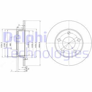 Тормозной диск - (443615601B, 4D0615601A) Delphi BG2520