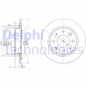 Тормозной диск - (0K9AA26251, 0K9AA26251A, 0K9A226251) Delphi BG3336