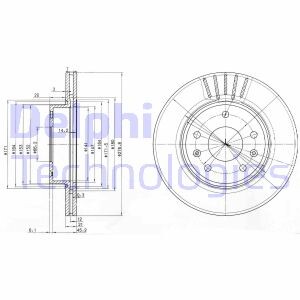 Kpl. tarcz hamulcowych (2 szt.) prz?d L/P LAND ROVER FREELANDER 1.8/2.0D/2.5 02.98-10.06 - (sdb000080, sdb101070) Delphi BG3702C (фото 1)