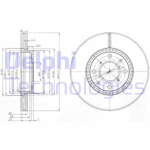 Kpl. tarcz hamulcowych (2 szt.) prz?d OPEL AGILA, SUZUKI SPLASH, SWIFT III 1.0-1.6 02.05- - (95513700, 93194988, 93192978) Delphi BG4049C (фото 1)