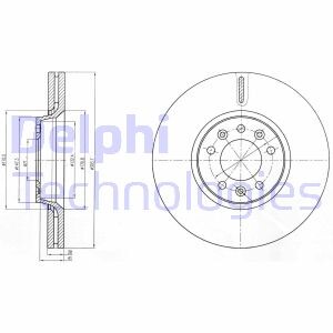 Kpl. tarcz hamulcowych (2 szt.) prz?d L/P CITROEN C5 III, JUMPY, FIAT SCUDO, PEUGEOT 407, 407 SW, 508, 508 SW, EXPERT, EXPERT TEPEE 1.6-2.2D 05.04- - Delphi BG4083C