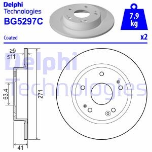 Tarcza hamulcowa tyl - Delphi BG5297C