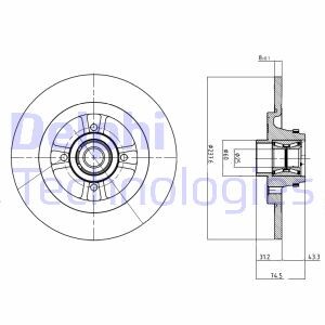 Гальмівний диск з підшипником - Delphi BG9025RS