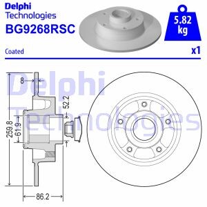 Диск гальмівної - (432027412R, 432000185R, 432006609R) Delphi BG9268RSC