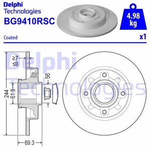 Гальмівний диск з підшипником - (1623835180) Delphi BG9410RSC