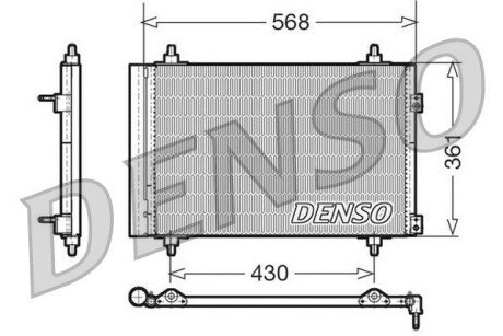 Радиатор кондиционера - (9807426280, 9650545480, 9655828780) DENSO DCN07008