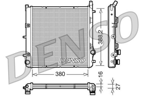 Радіатор двигуна - ((1301M6, 1330C0, 1330C2, 1330Q0, 1330S1)) DENSO DRM21005