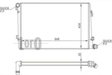 Радіатор охолодження двигуна Caddy III 1.9TDI (648x399x32) - (1K0121251AM, 1K0121251AK, 3C0121253S) DEPO 003-017-0032 (фото 1)