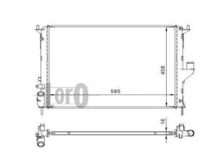 Радіатор води Duster/Logan/Sandero 1.2/1.4/1.5dCi/1.6 05- (585x406x16) - (8200735039) DEPO 010-017-0001