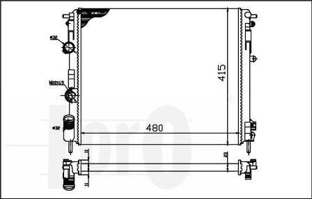 Радіатор охолодження двигуна Kangoo/Logan 1.4-2.0 16V/1.9D 97- - (8200343476, 8200033831, 7700428082) DEPO 042-017-0006