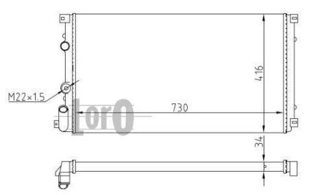 Радіатор води Master/Movano II 1.9/2.2/ dCi 97> (730x415x23) термовикл. - (4403216, 7701049664) DEPO 042-017-0025