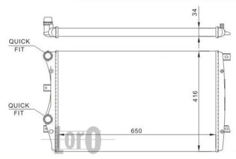 Радіатор води Caddy III 1.9TDI BJB (+/- AC) (650x405x26) - DEPO 053-017-0019