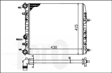 Радіатор охолодження Fabia/Rapid/Roomster 99- (430x414x23) - (6Q0121253AG, 6QE121253, 6Q0121253AE) DEPO 053-017-0039