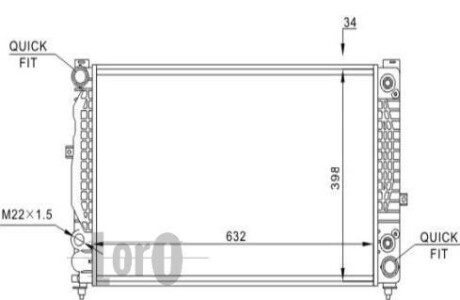 Радіатор охолодження двигуна A4/A6/Passat 95-08 2.5-2.8 - (8D0121251BB, 8D0121251L) DEPO 053-017-0052