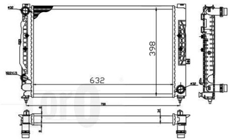 Радіатор охолодження A4/A6/Passat 97-05 2.4i/2.8i/2.5TDI (632x398x32) - (4B0121251K, 8D0121251N) DEPO 053-017-0055