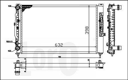 Радіатор охолодження двигуна A4/A6/Passat 94-08 1.6-2.8 - DEPO 053-017-0056