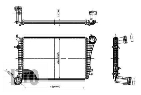 Радіатор інтеркулера а Caddy 04- /Golf V/Octavia 1.9 TDI - (3C0145803G, 3C0145803F, 1K0145803R) DEPO 053-018-0009