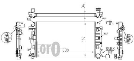 Радіатор води Sprinter/Crafter 06- - (2E0121253B, 2E0121253A, 2E0121253) DEPO 054-017-0035