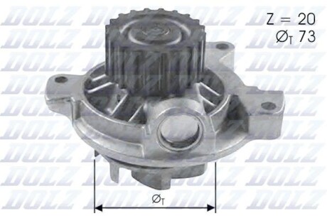 Водяний насос A6/LT/T4/Crafter 2.4D/2.5TDI (20z.) - (074121005M, 074121005MV, 074121005MX) DOLZ A280 (фото 1)