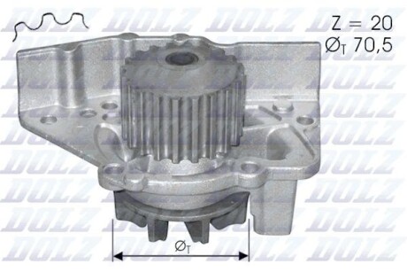 Водяний насос Ducato/Boxer/Scudo 1.9TD (1905) 94-02 - (1201A8, 1741066G00, 71739137) DOLZ C119