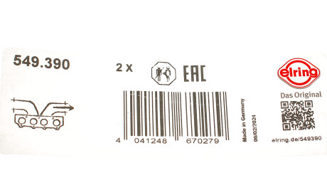 Фото 2 - Прокладка выхлопной системы ELRING 549.390 (549390)