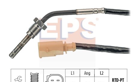 Датчик температури відпрацьованих газів VAG Ibiza 1.4TDI/1.6TDI 09-15/Fabia 1.2TDI/1.4TDI/1.6TDI 10-14/Polo 1.4TDI/1.6TDI 09- - EPS 1.220.016