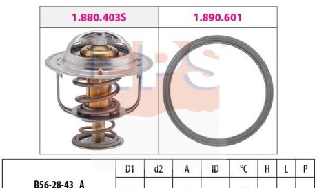 Termostat mitsubishi - (me191593, 1305a163, md345617) EPS 1880403