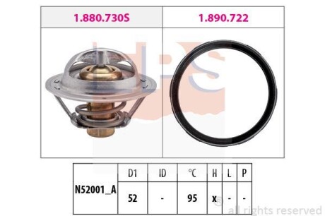 Термостат Juke/Qashqai/X-Trail 07-/Renault Clio 13- (95 °C) - (212303RC0A, 212306N200, 212306N20A) EPS 1880946