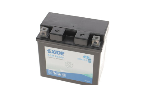 Акумуляторна батарея 6Ah/100A (113x70x105/+R/B0) (AGM) (мото) - EXIDE AGM12-7