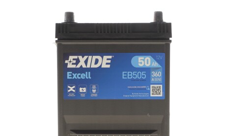 Аккумуляторная батарея 50Ah/360A (200x173x222/+L/B0) Excell (Азия) (производство декабрь 2023) - EXIDE DSC_EB505