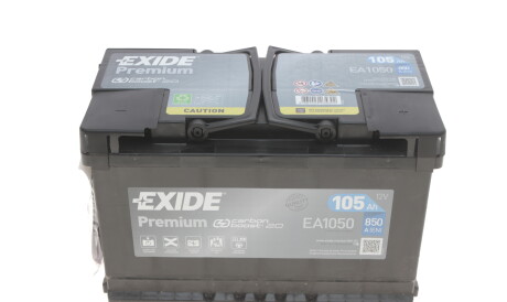 Акумуляторна батарея 105Ah/850A (315x175x205/+R/B13) Premium - EXIDE EA1050