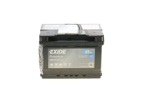 Акумуляторна батарея 61Ah/600A (242x175x175/+R/B13) Premium - EXIDE EA612