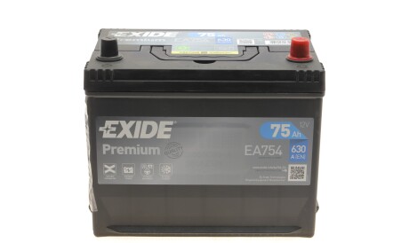 Акб 6ст-75 r+ (пт630) (необслуж) asia premium - EXIDE EA754