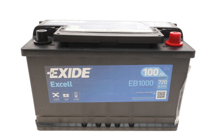 Акумуляторна батарея 100Ah/720A (315x175x205/+R/B13) Excell - EXIDE EB1000