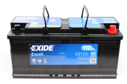 Акб 6ст-110 r+ (пт850) (необслуж)(392х175х190) excell - EXIDE EB1100